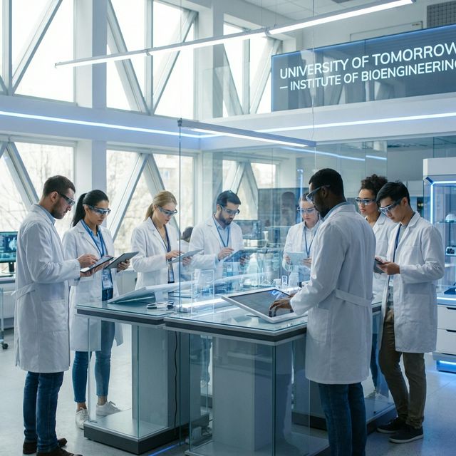 Medical students at Far Eastern Federal University (FEFU) in a modern laboratory